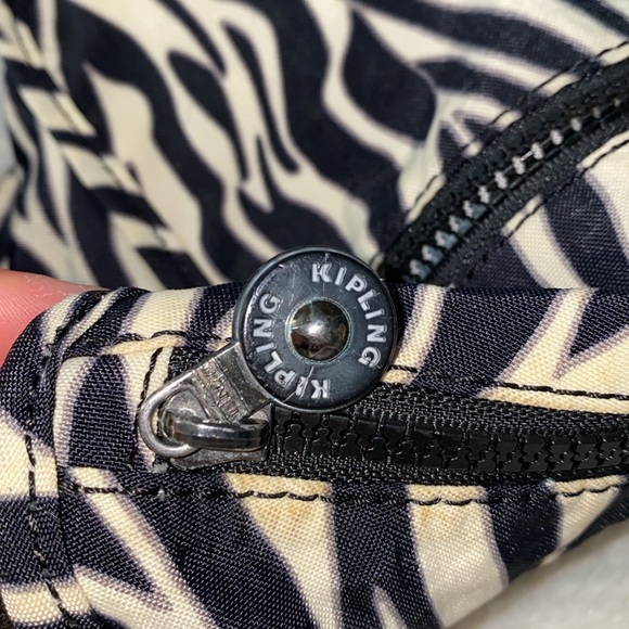 Kipling crossbody shoulder handbag purse black cream zebra print rare no gorilla - Picture 10 of 13